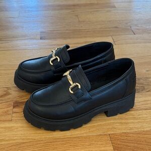 Black Chunky Loafer with Gold Bit Hardware - Worn once
